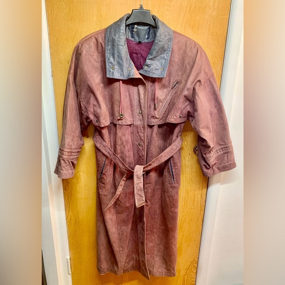 🔥VTG Genuine Leather Trench Coat Ankle Duster 80s 90s Cowboy Western Full Length - Picture 6 of 16